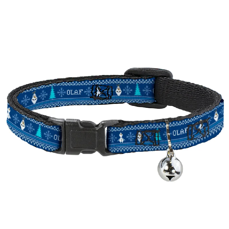 Cat Collar Breakaway - Olaf Snowflakes Stitch Blues White