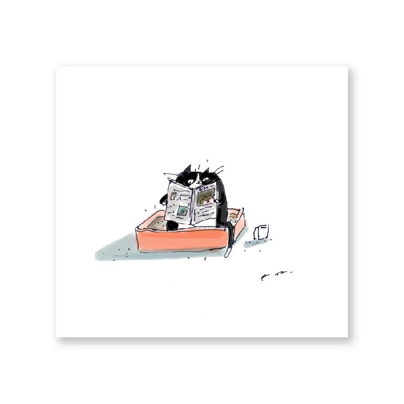 Quality Toilet Time Print - Tuxedo Cat- Art for Bathroom