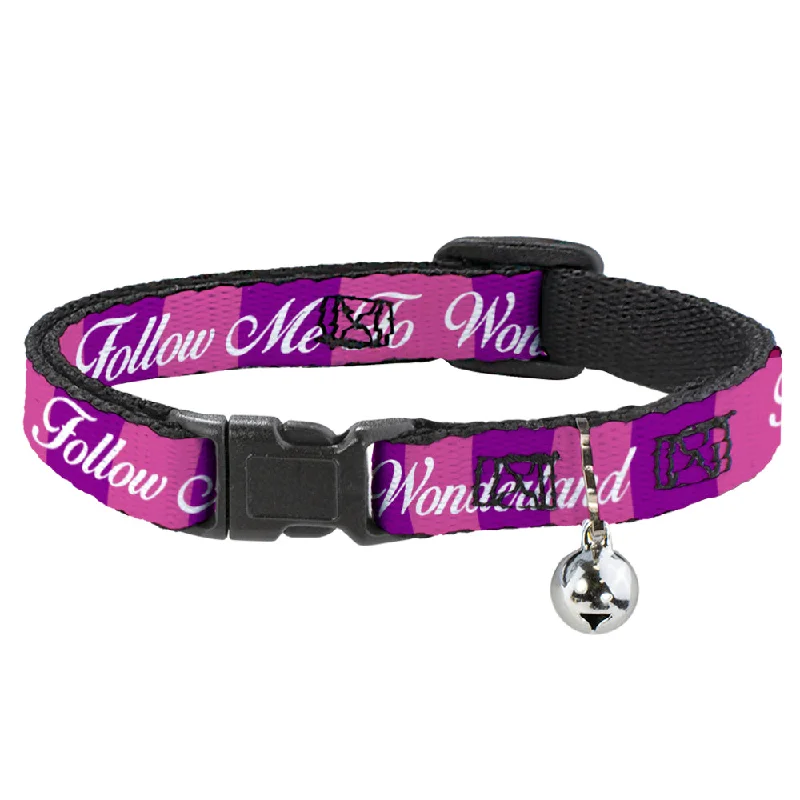 Cat Collar Breakaway - Cheshire Cat Stripe FOLLOW ME TO WONDERLAND Pink Purple White