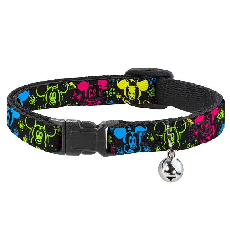 Cat Collar Breakaway - Mickey Expressions Paint Splatter Black Multi Neon