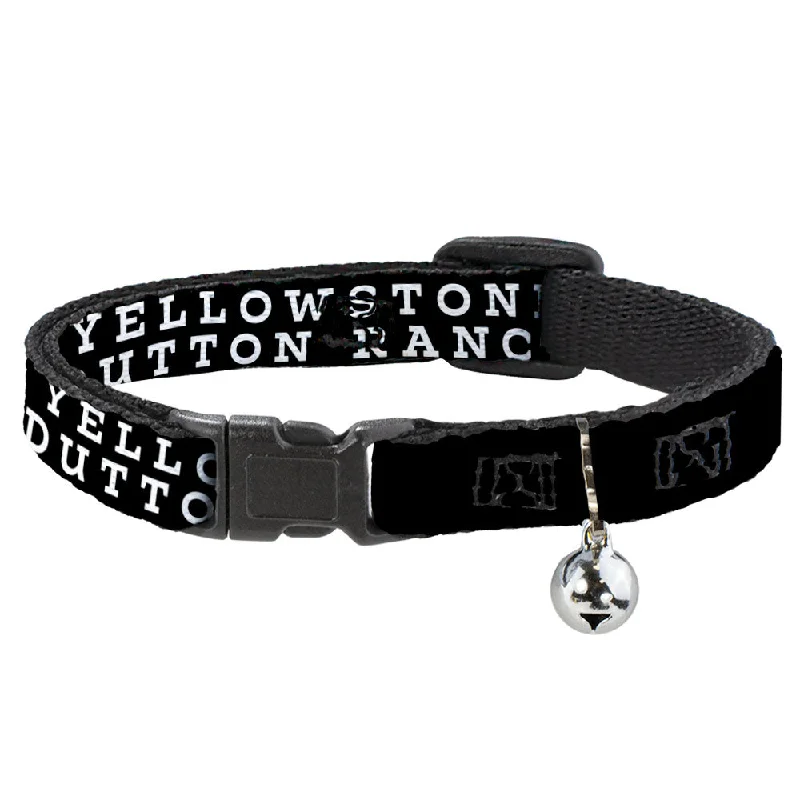 Breakaway Cat Collar with Bell - YELLOWSTONE DUTTON RANCH and Logo Black/White