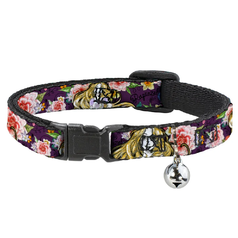 Cat Collar Breakaway - Rapunzel Poses Floral Collage Sketch Purple