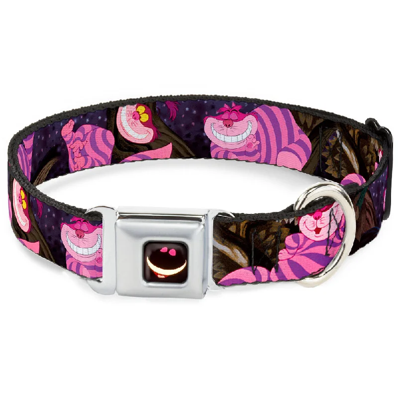 Cheshire Cat Eyes Smile Full Color Seatbelt Buckle Collar - Cheshire Cat Tree Poses