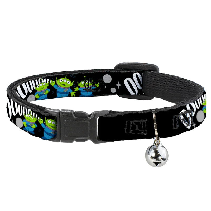 Cat Collar Breakaway - Toy Story 3-Aliens OOOOOHHH Black White Gray