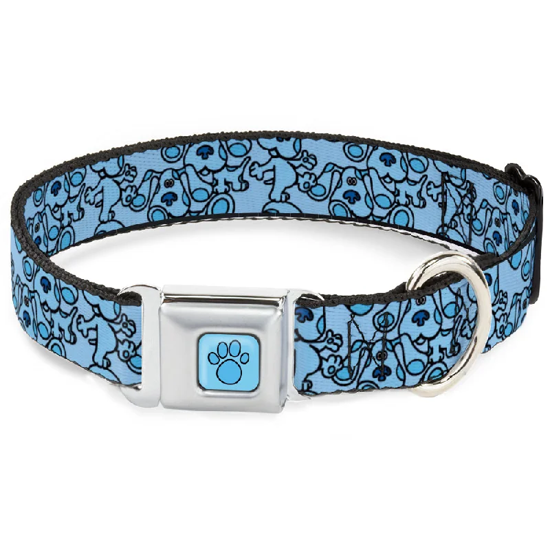 Blue's Clues Paw Full Color Blues Seatbelt Buckle Collar - Blue's Clues Blue Poses Scattered Blues