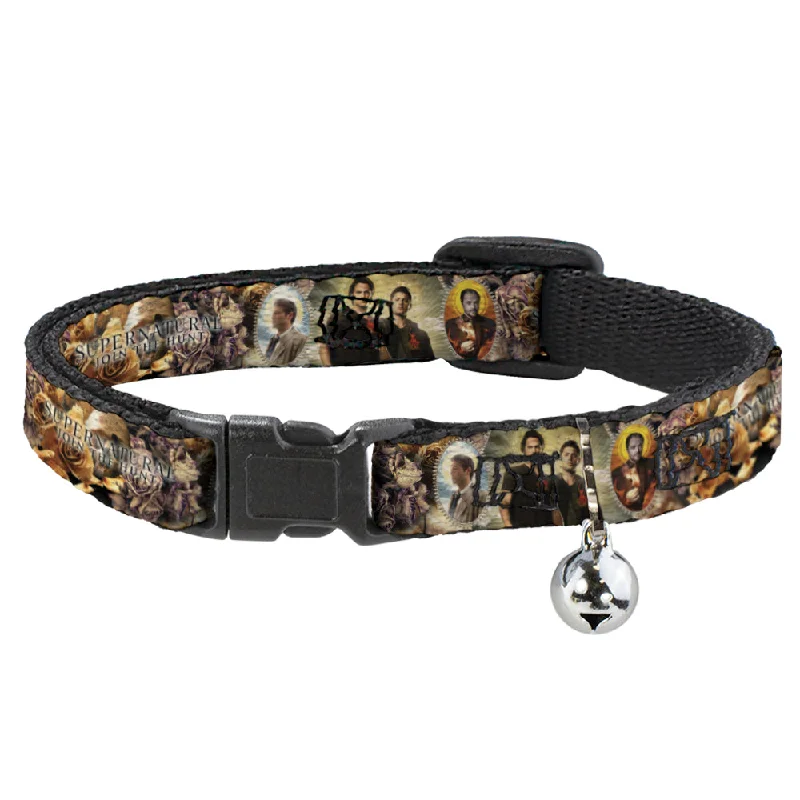 Cat Collar Breakaway - SUPERNATURAL 4-Character Saintly Icons Skull & Roses