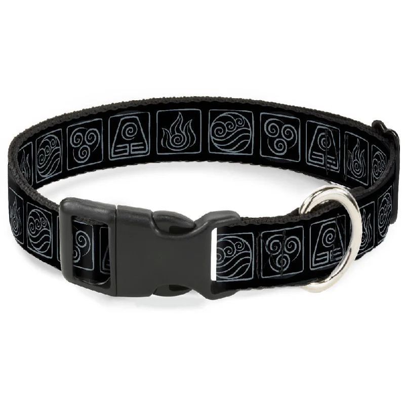 Plastic Clip Collar - Avatar the Last Airbender Bending Elements Icons Black/Gray