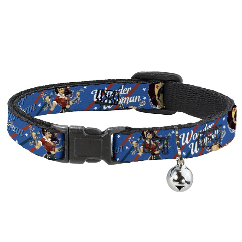 Cat Collar Breakaway - WONDER WOMAN Bombshell Pose Blue Red White