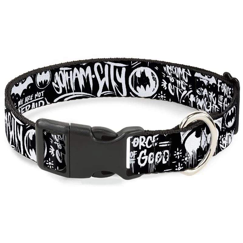 Plastic Clip Collar - Batman Gotham City Graffiti Collage Black/White