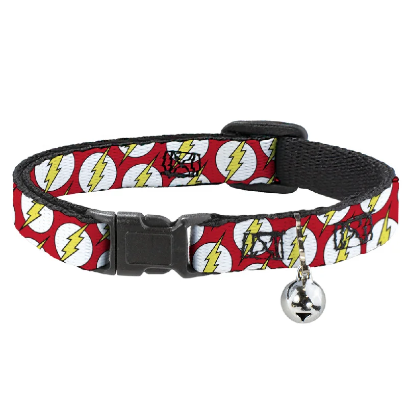 Cat Collar Breakaway - Flash Logo Scattered Red White Yellow