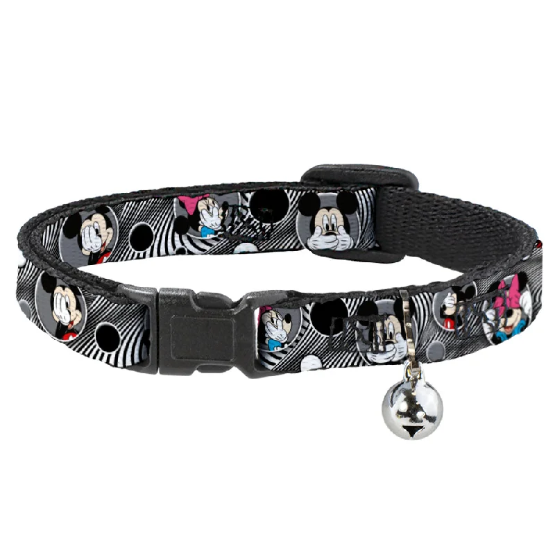 Cat Collar Breakaway - Mickey & Minnie Peek-a-Boo Expressions Swirl Black White