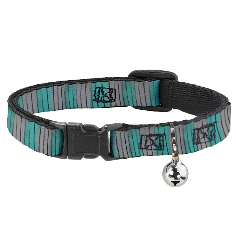 Cat Collar Breakaway - Cheshire Cat Stripes Gray Teal Black