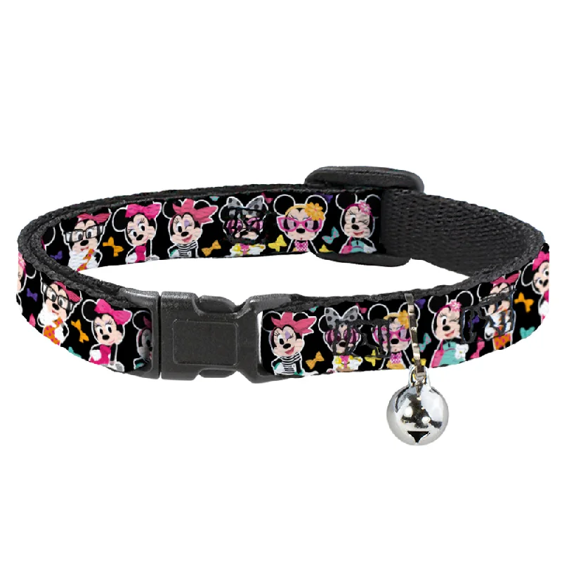 Cat Collar Breakaway - Mini Minnie Expressions Bows Black Multi Color