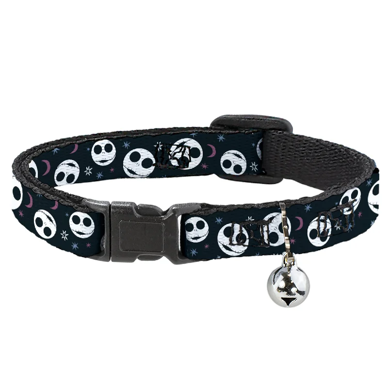 Breakaway Cat Collar with Bell - The Nightmare Before Christmas Smiling Jack Moon and Stars Black