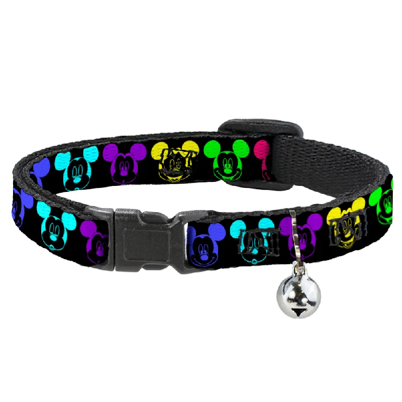 Cat Collar Breakaway - Mickey Expressions Black Multi Neon