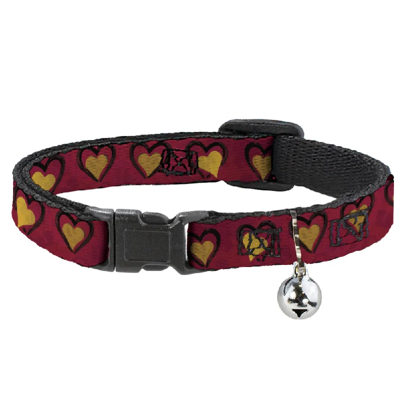 Cat Collar Breakaway - Alice in Wonderland Queen's Hearts Reds Black Gold