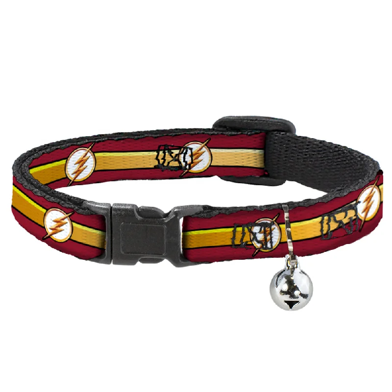 Cat Collar Breakaway - The Flash Logo Stripe Burgundy Gold