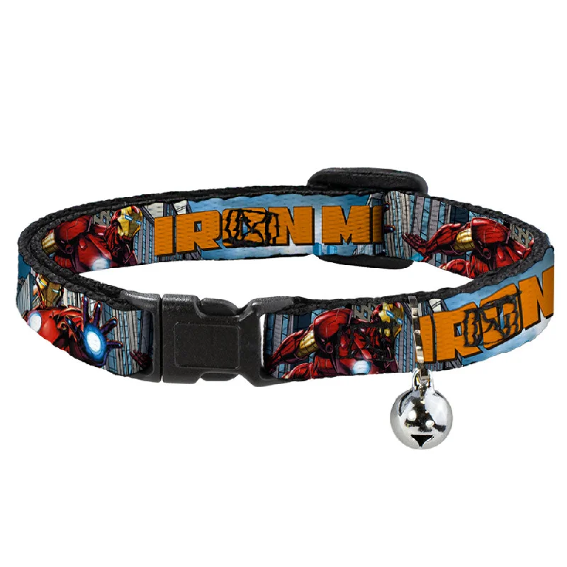 Cat Collar Breakaway - IRON MAN w Avengers Logo Cityscape