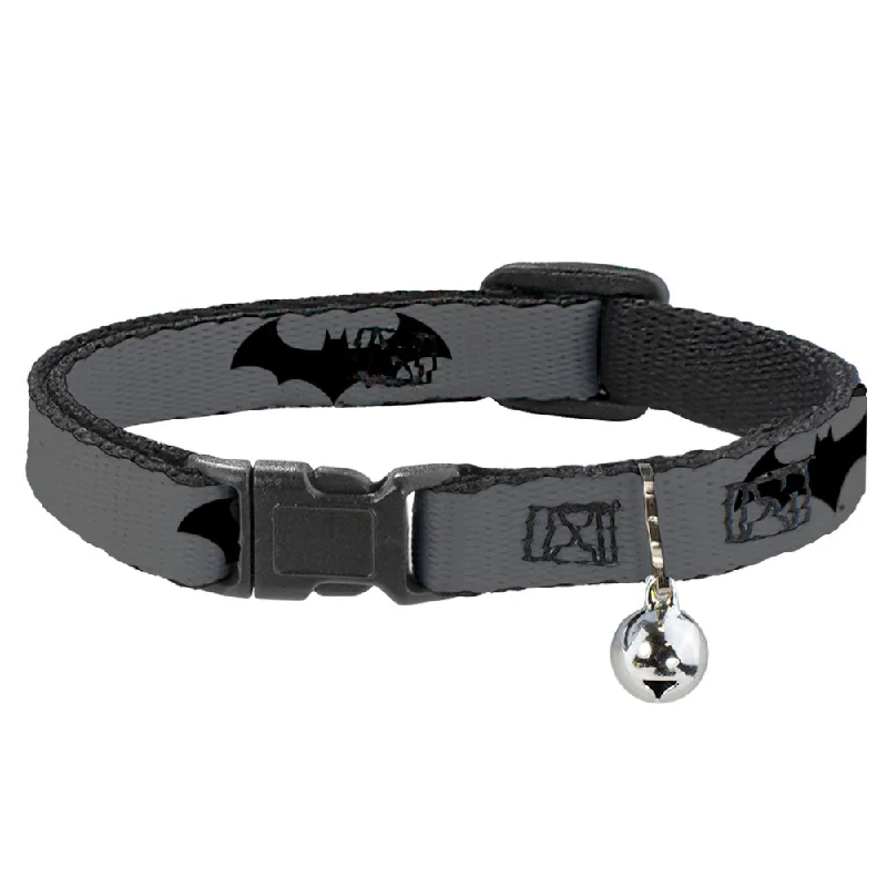 Cat Collar Breakaway - Retro Bat Logo Gray Black