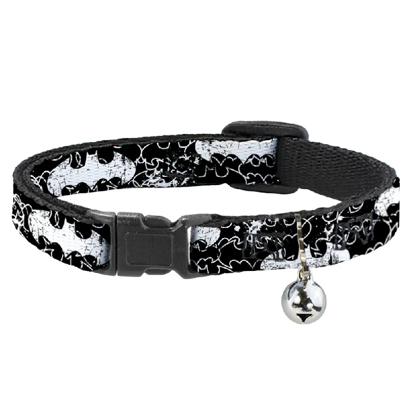 Cat Collar Breakaway - Batman Outlines Black White