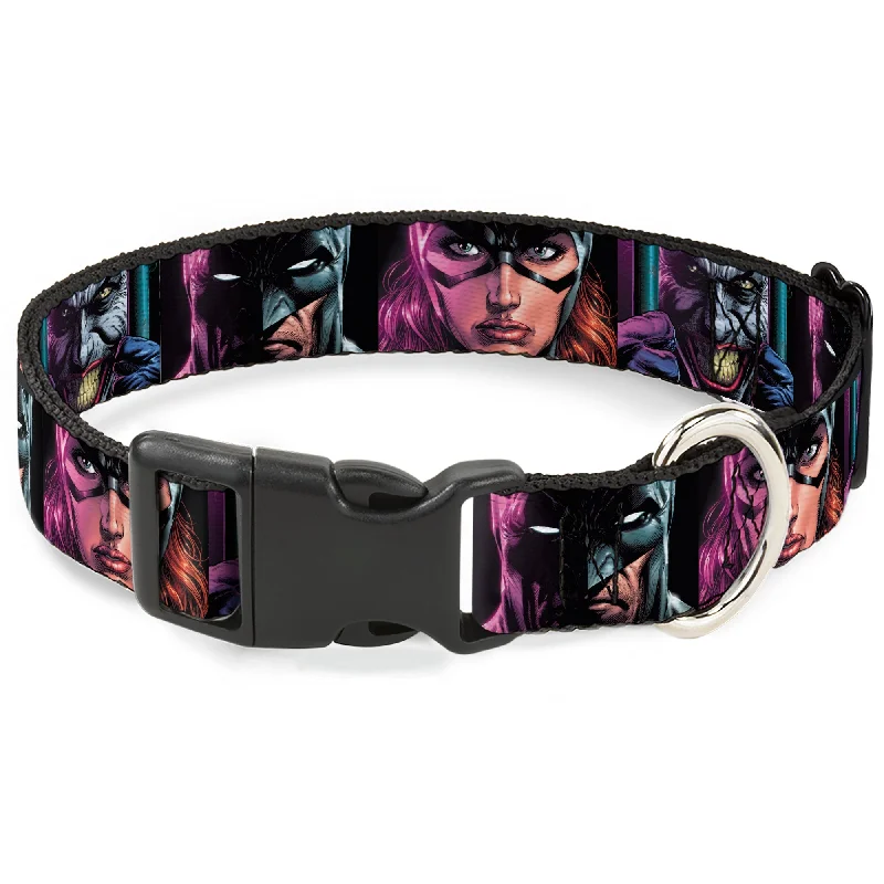 Plastic Clip Collar - Batman Batgirl and Joker Comic Book Cover Face Close-Ups Black