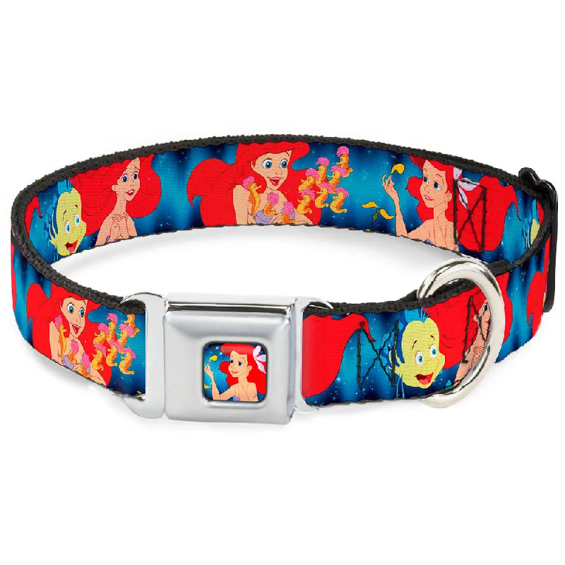 Ariel Daydreaming Full Color Blues Seatbelt Buckle Collar - The Little Mermaid Under the Sea Scenes