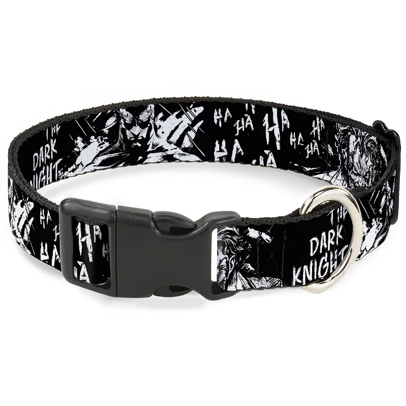 Plastic Clip Collar - Batman THE DARK KNIGHT and Joker Smiling Sketch Close-Ups Black/White