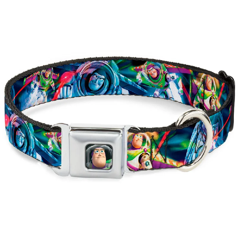 Buzz Lightyear Pose2 Full Color Black Seatbelt Buckle Collar - Buzz Lightyear Action Poses Stacked