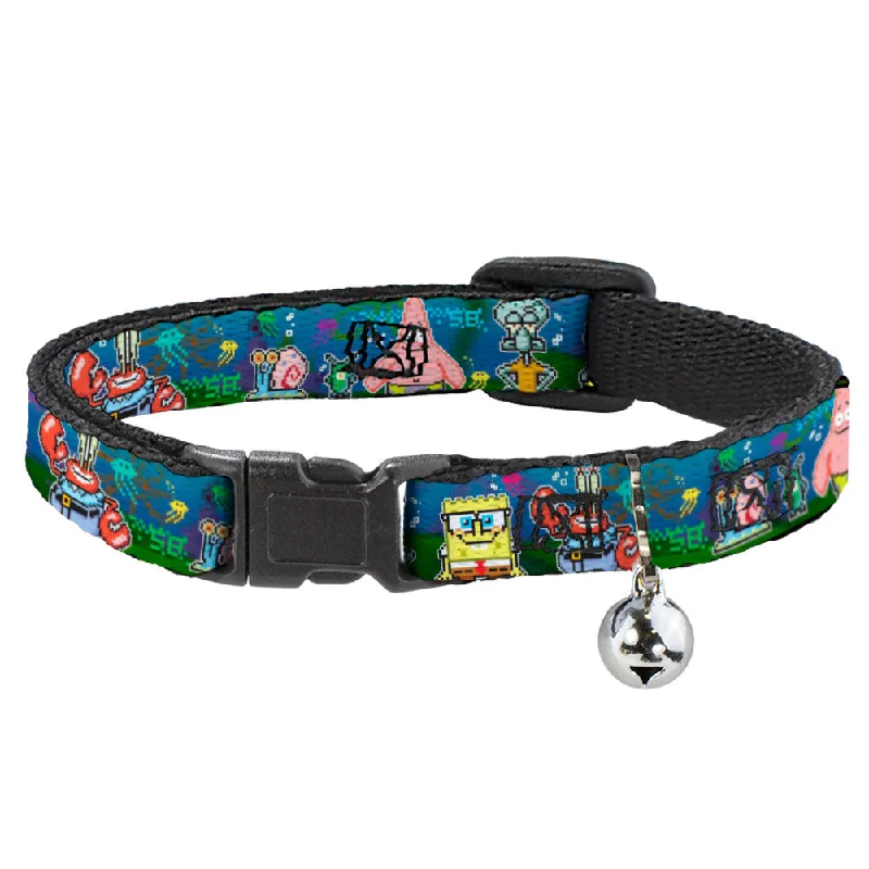 Breakaway Cat Collar with Bell - SpongeBob & Friends 8-Bit Scene