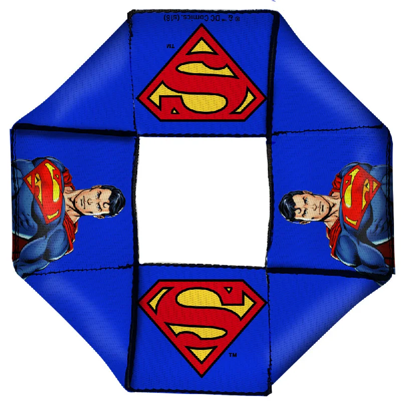 Dog Toy Squeaky Octagon Flyer - Superman Pose Shield Icon Blue