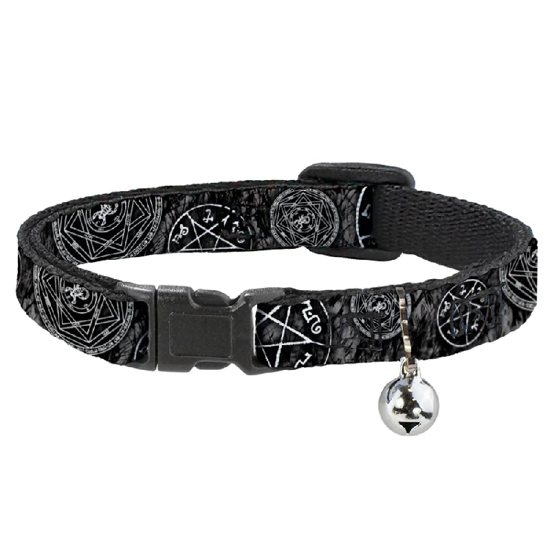 Cat Collar Breakaway - Supernatural Devil's Trap Pentagrams Grays Black White