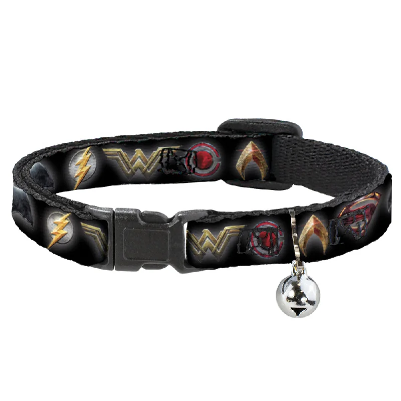 Cat Collar Breakaway - Justice League 2017 6-Superhero Icons Black