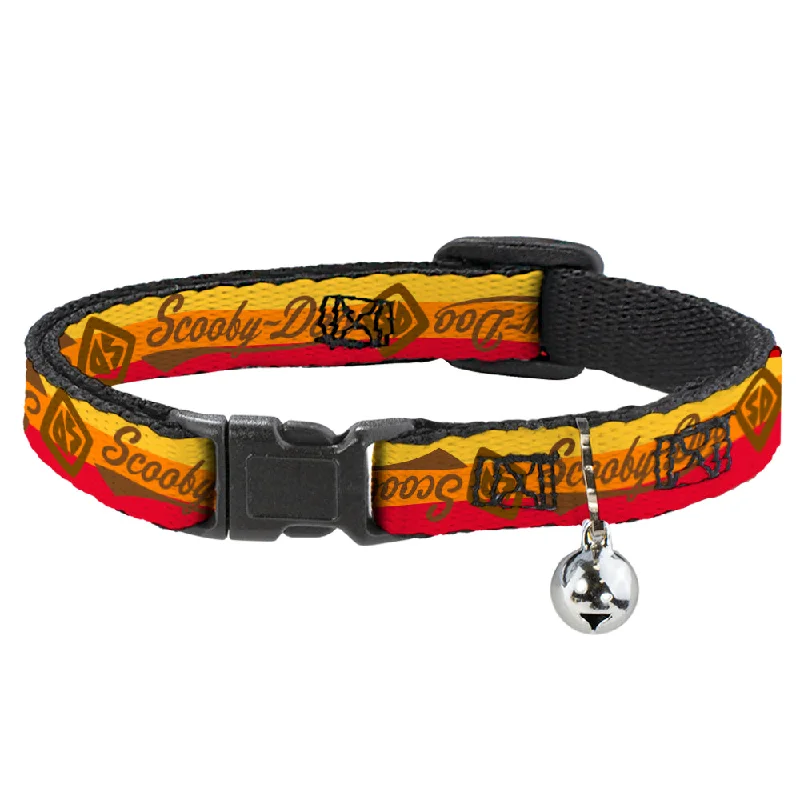 Cat Collar Breakaway - SCOOBY-DOO Script SD Icon Stripe Yellow Orange Red Brown