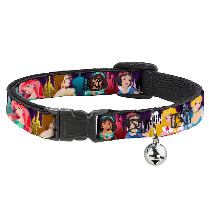 Cat Collar Breakaway - Disney Princess Poses Castle Silhouettes Purples Multi Color