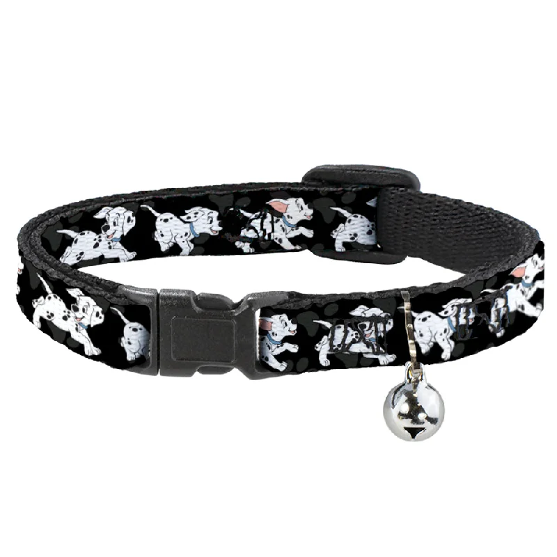 Cat Collar Breakaway - Dalmatians Running Paws Black Gray White Black