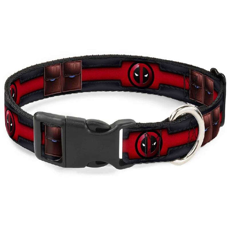 Plastic Clip Collar - Deadpool Utility Belt Logo/Pockets Black/Reds/Browns