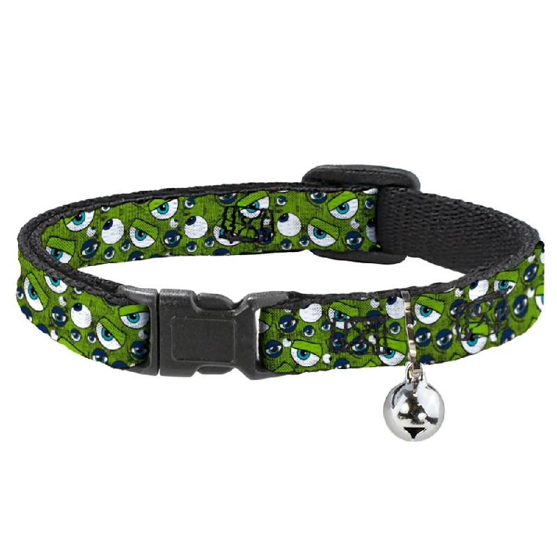 Cat Collar Breakaway - Monsters Inc. Eye Collage Weathered Greens Blues