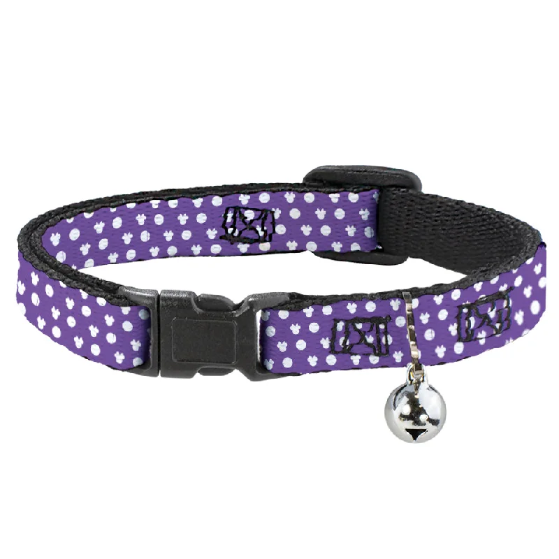 Cat Collar Breakaway - Minnie Mouse Ears Monogram Dots Purple White