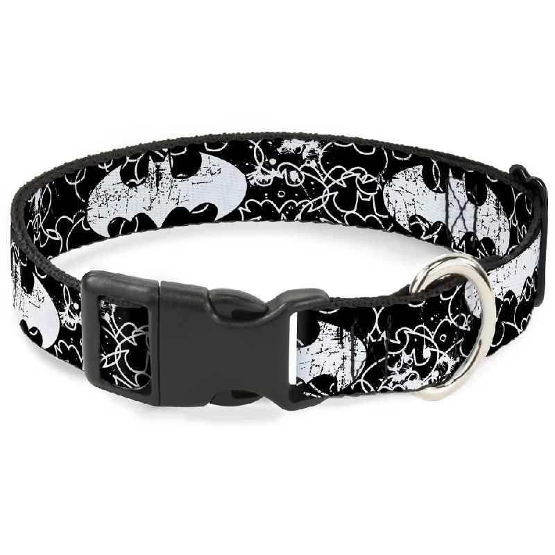 Plastic Clip Collar - Batman Outlines Black/White