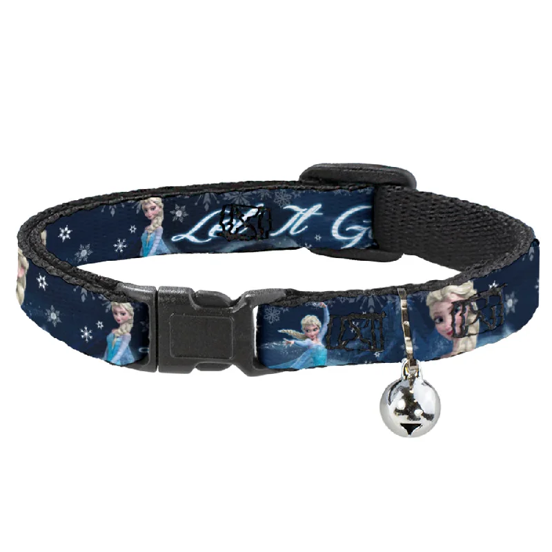 Cat Collar Breakaway - Elsa Poses Snowflakes LET IT GO Blues White