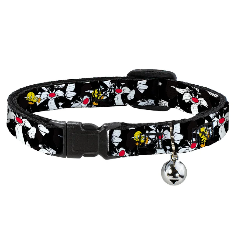 Cat Collar Breakaway - Sylvester and Tweety Poses Scattered Charcoal