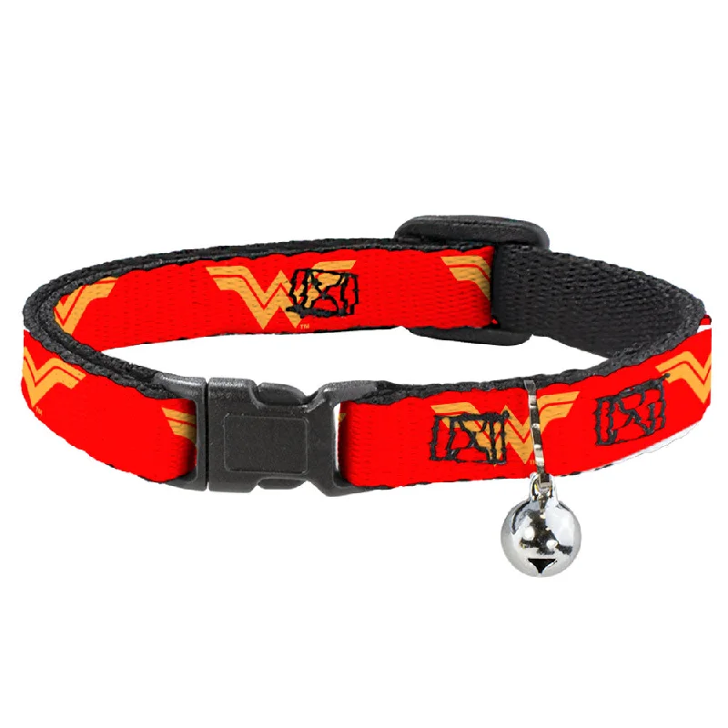 Cat Collar Breakaway with Bell - DC League of Super-Pets Wonder Woman Logo Red Yellow