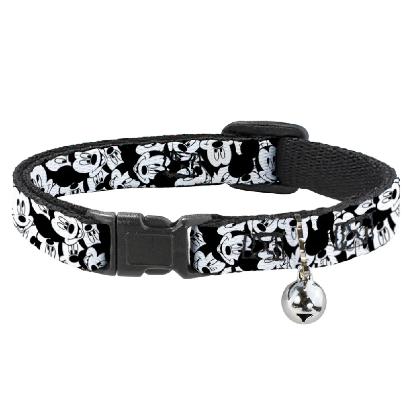 Cat Collar Breakaway - Mickey Mouse Expressions Stacked White Black