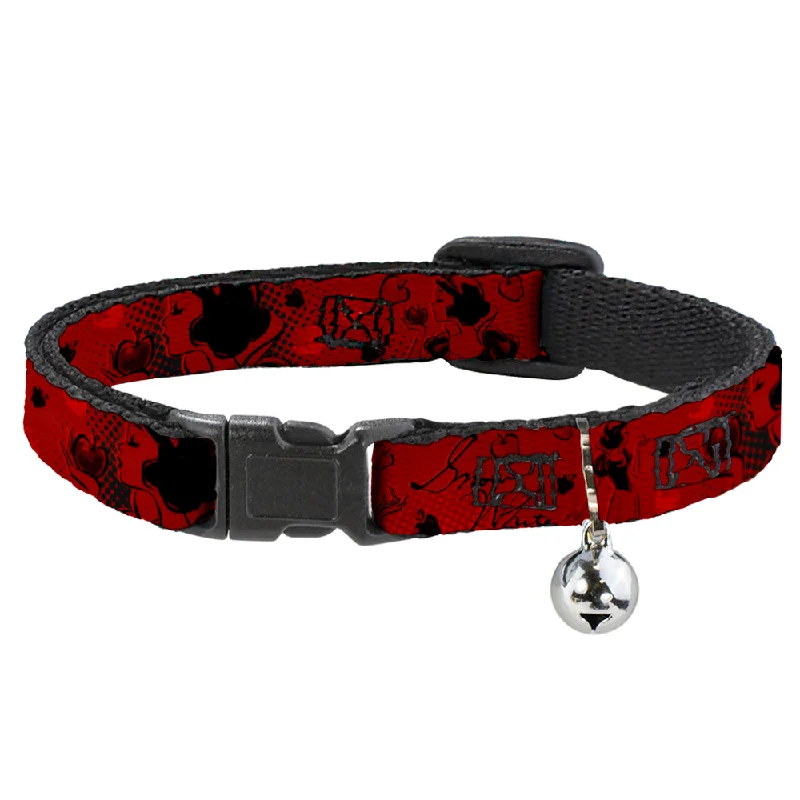 Cat Collar Breakaway - SNOW WHITE Poses Apple Halftone Reds Black