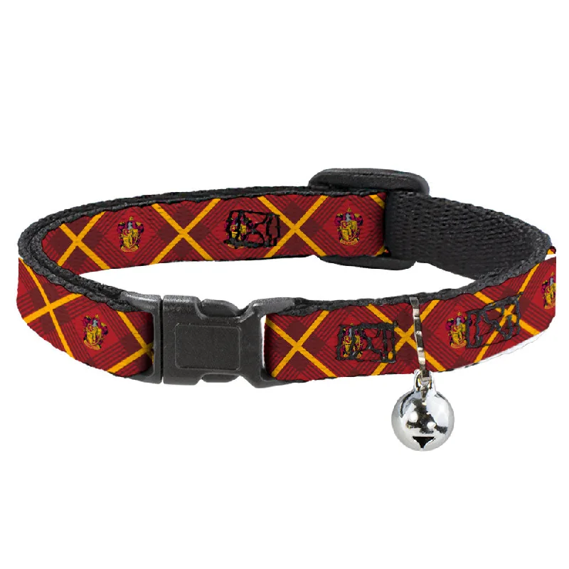 Cat Collar Breakaway with Bell - Harry Potter Gryffindor Crest Plaid Reds/Gold