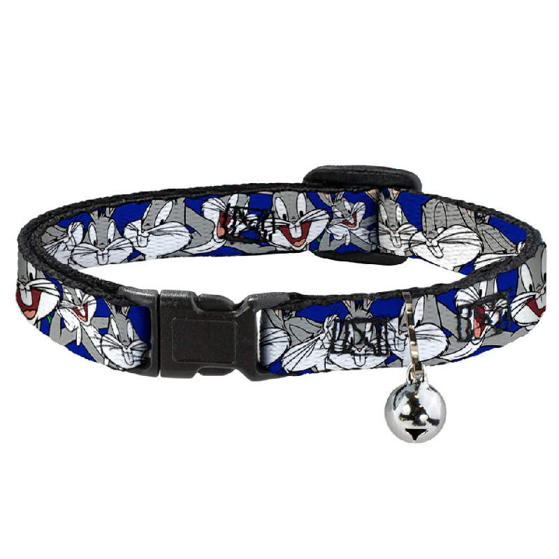 Cat Collar Breakaway - Bugs Bunny CLOSE-UP Poses Blue