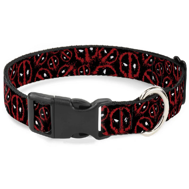 Plastic Clip Collar - Deadpool Splatter Logo Scattered Black/Red/White