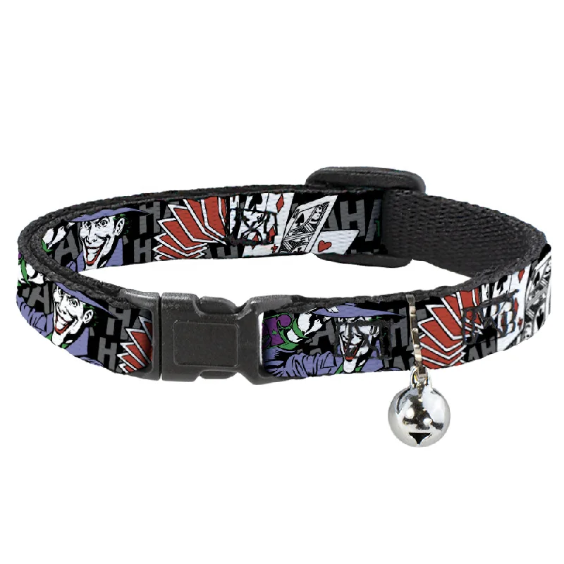 Cat Collar Breakaway - The Joker Pose Cards HAHAHAHA Black Gray