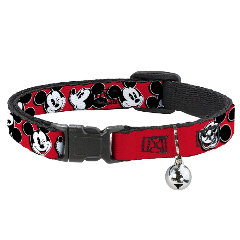 Cat Collar Breakaway - Mickey Mouse Expressions Red Black White