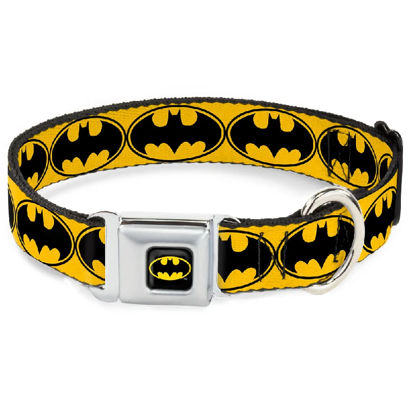 Batman Full Color Black Yellow Seatbelt Buckle Collar - Bat Signal-3 Yellow/Black/Yellow